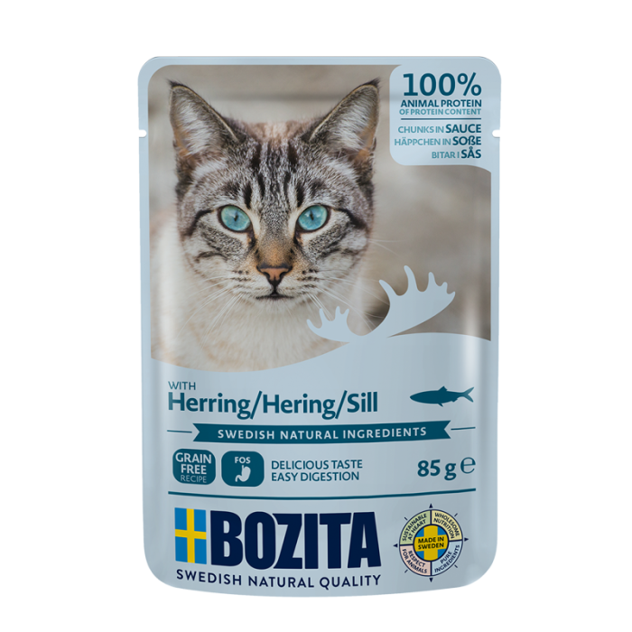 BOZITA Karma dla kota kawałki w sosie ze śledziem 85 g