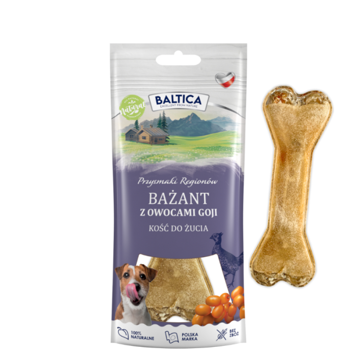 Baltica Kość do żucia dla psa bażant z jagodami goji 1 szt