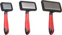 Flamingo Szczotka dla psa Slickerbrush Premium Soft. Materiał: plastik z wyjątkowo miękkimi szpilkami. Delikatnie wygięte, elastyczne szpilki pomagają rozplątywać kołtuny i rozczesywać sierść. Gumowa rączka zapewnia lepszy chwyt