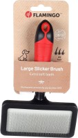 Flamingo Szczotka dla psa Slickerbrush Premium Soft. Materiał: plastik z wyjątkowo miękkimi szpilkami. Delikatnie wygięte, elastyczne szpilki pomagają rozplątywać kołtuny i rozczesywać sierść. Gumowa rączka zapewnia lepszy chwyt_4