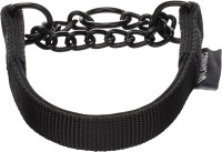 Flamingo Obroża dla psa półzaciskowa z łańcuszkiem Trero czarna. Materiał: metal i nylon z miękką podszewką z neoprenu wewnątrz. Łańcuszek i kółka z matowym czarnym wykończeniem_2