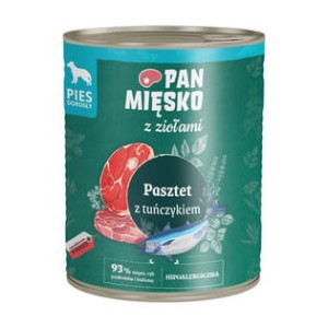 PROMOCJA Pan Mięsko Karma mokra dla psa z Ziołami Pasztet z tuńczykiem 800g