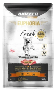 EUPHORIA Fresh Karma dla psów  z wieprzowiną i gęsią (mini i małe rasy) 0,5 kg