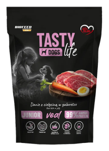 Tasty Dogs Life  Mokra karma dla szczeniąt CIELĘCINA 90% - danie w galaretce (saszetka) 500 g