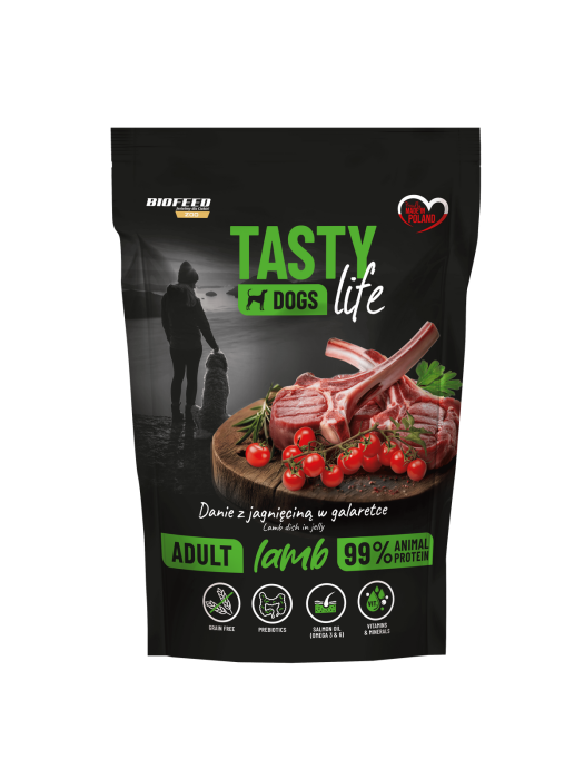 Tasty Dogs Life  Mokra karma dla psów JAGNIĘCINA 90% - danie w galaretce (saszetka) 500 g