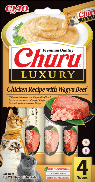 Inaba Cat Churu Luxury Przysmak dla kota z kurczakiem i wołowiną wagyu 4 x tubka 14 g