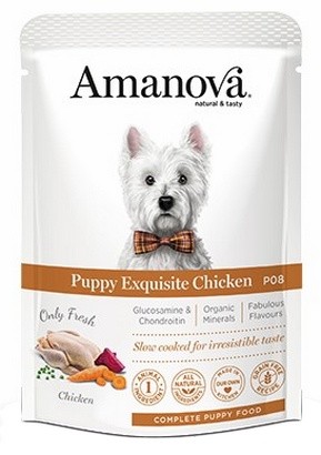 Amanova Dog Puppy Exquisite Chicken - karma dla młodych psów - kurczak saszetka 100 g