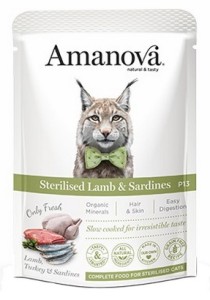 Amanova Cat Sterilised Lamb & Sardines - Mokra karma dla kota - jagnięcina i sardynki saszetka 85 g