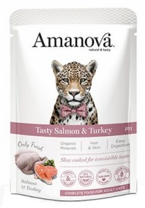 Amanova Cat Tasty Salmon & Turkey. Mokra karma dla kota - łosoś i indyk saszetka 85 g