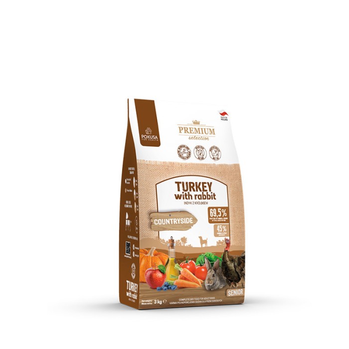 Pokusa Premium Karma sucha dla psa  senior indyk z królikiem  3 kg