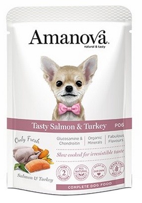 Amanova Dog Adult Tasty Salmon & Turkey - Mokra karma dla psa łosoś i indyk saszetka 100 g