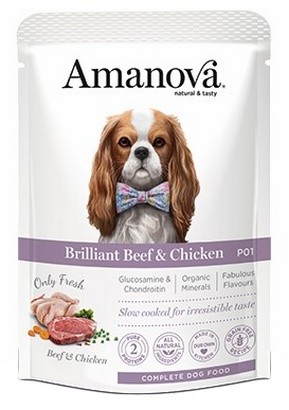 Amanova Dog Adult Brilliant Beef & Chicken. Karma dla psa - wołowina i kurczak saszetka 100 g