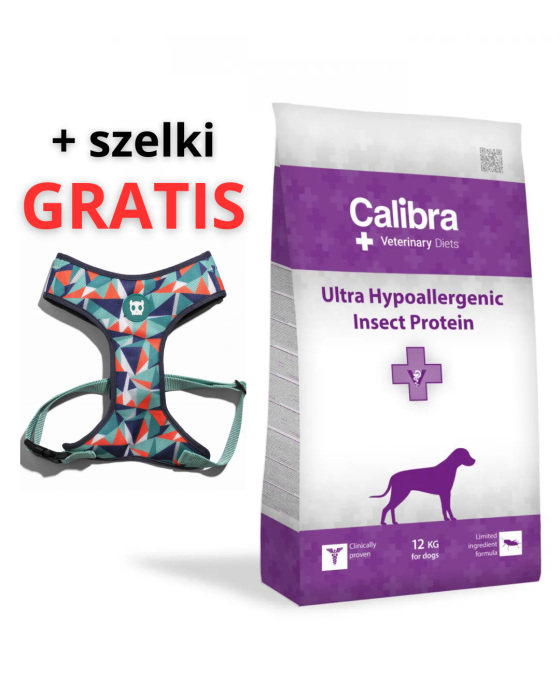 Calibra VD Karma sucha dla psa  Dog Ultra-Hypoallergenic Insect 12 kg– promocja z szelkami