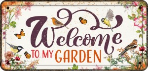 Flamingo Metalowa tabliczka "Welcome To My Garden" 31,8x15,2 cm