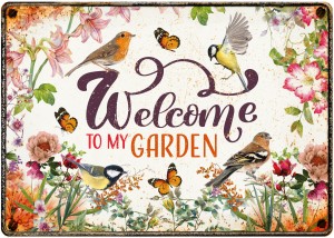 Flamingo Metalowa tabliczka "Welcome To My Garden" 21x14,8 cm