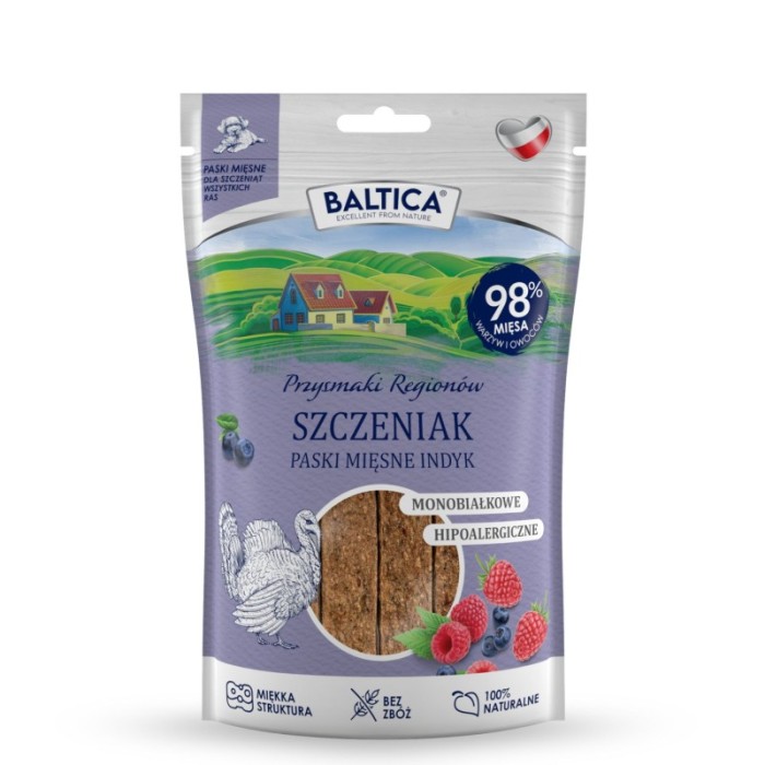 BALTICA PRZYSMAKI REGIONÓW Mięsne paski dla szczeniaków Indyk 90 g