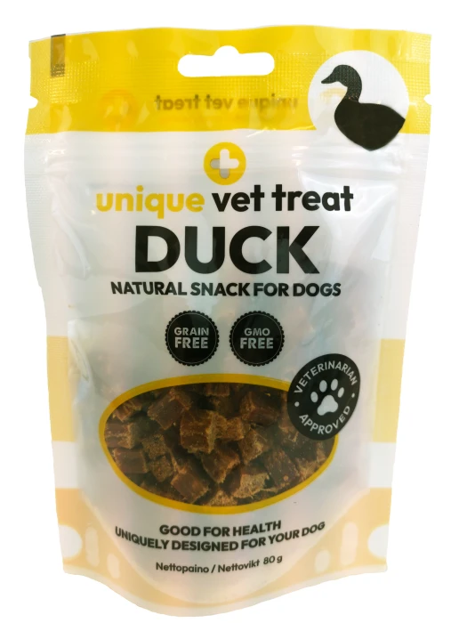 UNISZKI Smaczki dla psa Vet Treat z kaczką i łopianem 80 g