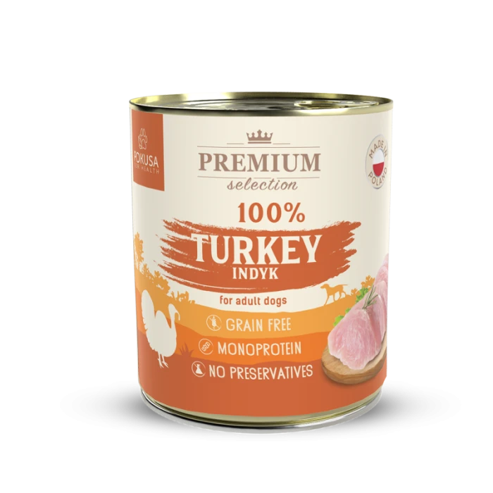 POKUSA Karma monobiałkowa dla psa - mokra karma 100% indyka bezzbożowa z podrobami 850 g