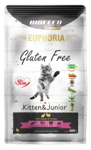 PROMOCJA Karma dla kociąt EUPHORIA Gluten Free Cat KITTEN & JUNIOR Indyk & Królik 400 g