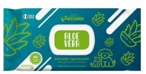 Chusteczki Record Aloe Vera  Nawilżane chusteczki dla psów i kotów 40 szt.