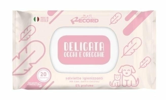 Delikatne chusteczki Record do oczu i uszu 20 szt - dla psów i kotów