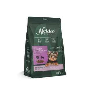 NEKKO karma sucha bezzbożowa szczeniak małe rasy bogata w indyka z jagnięciną 500g