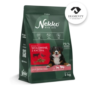 NEKKO karma sucha bezzbożowa dla psów dorosłych średnich i dużych ras bogata w wołowinę z kaczką 2 kg