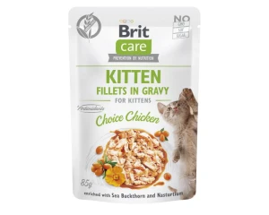 Promocja  Brit Care Karma mokra dla kociąt Fillets in Gravy Choice Chicken Enriched with Sea Buckthorn and Nasturtium 85 g  
