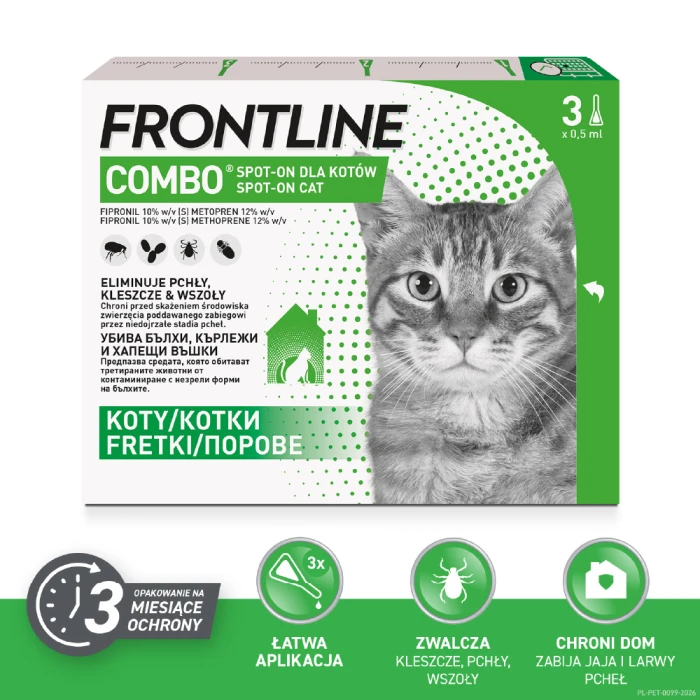 FRONTLINE Combo® dla kotów do zwalczania pcheł i kleszczy