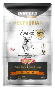 Promocja EUPHORIA Fresh Karma dla psów  z wieprzowiną i gęsią (mini i małe rasy) 0,5 kg