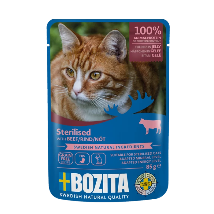 BOZITA Karma dla kota sterylizowanego w galaretce z wołowiną 85 g