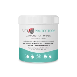 VET PROTECTOR® JAMA USTNA – WIPES nakładki na palec do higieny jamy ustnej dla psa, kota i innych zwierząt domowych 50 sztuk