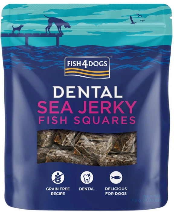 Fish4Dogs Smaczki dla psa Dental Sea Jerky Fish Squares 115 g