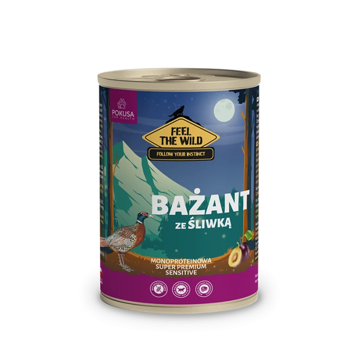 Promocja Pokusa Feel The Wild  Karma mokra dla psa bażant ze śliwką  400 g