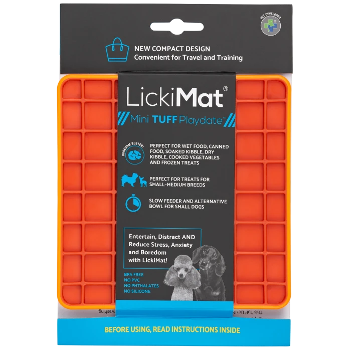 LickiMat Mata do lizania dla psa Mini Tuff Playdate pomarańczowa