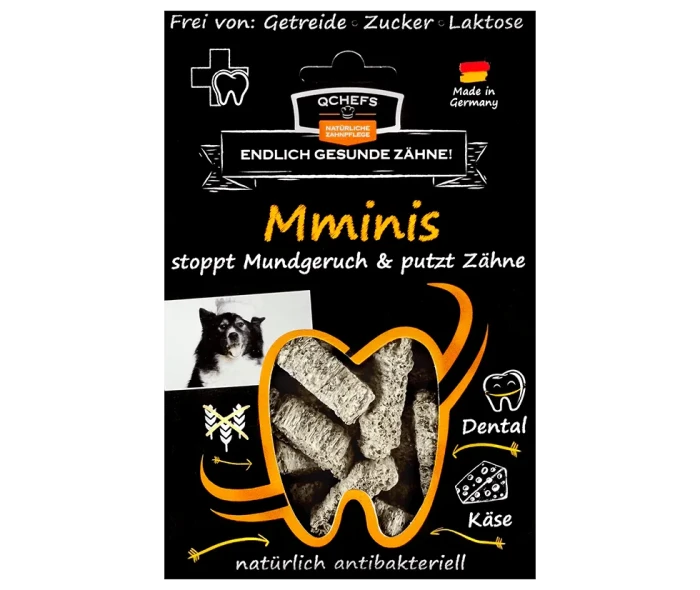QCHEFS Mminis 65 g – naturalne chrupiące przysmaki dentystyczne dla psa, bez zbóż
