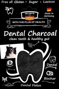 QCHEFS Dental Charcoal – naturalne płatki dentystyczne z węglem roślinnym dla psów 80 g