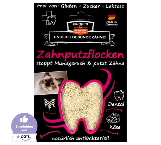 QCHEFS Dental Flakes – płatki dentystyczne dla kota na zęby i świeży oddech 80 g