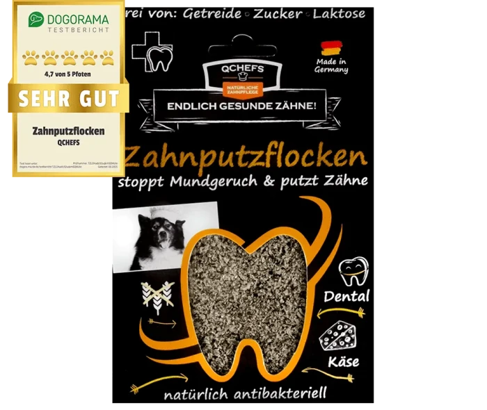 QCHEFS Dental Flakes – płatki dentystyczne dla psa na zęby i świeży oddech 90 g