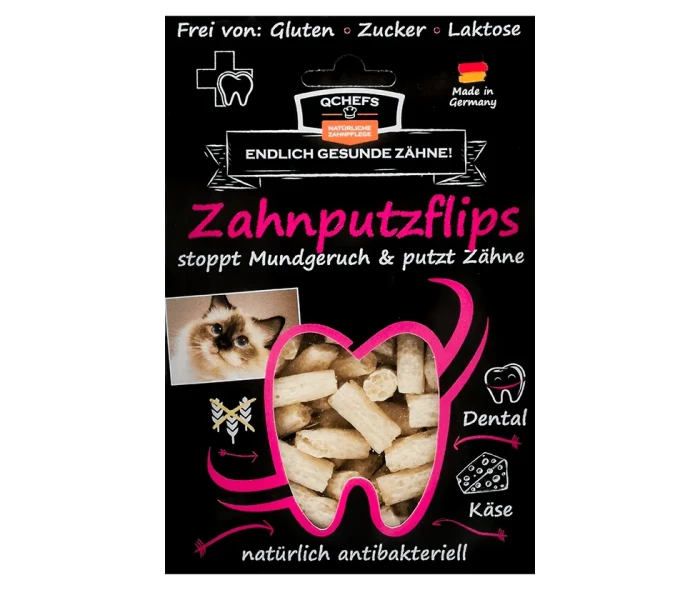 QCHEFS Dental Flips – chrupiące przysmaki dentystyczne dla kota 40 g